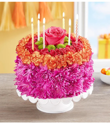 Birthday Wishes Flower Cake® Vibrant - Standard. An arrangement by Flowers of Jacksonville.