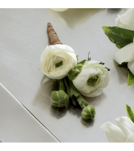 The FTD® White Ranunculus Boutonniere