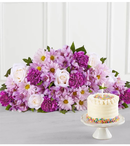 Lavender Garden Bouquet Only & Time to Celebrate Cake