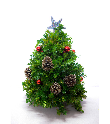 Decorated Boxwood Christmas Tree