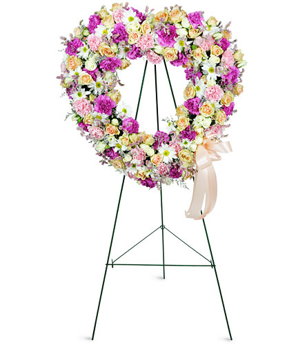 All The Bright Colors Heart Shaped Tribute Wreath