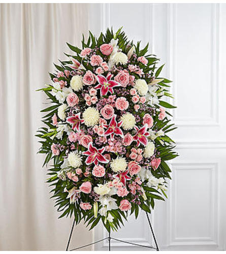 Pink & White Sympathy Standing Spray