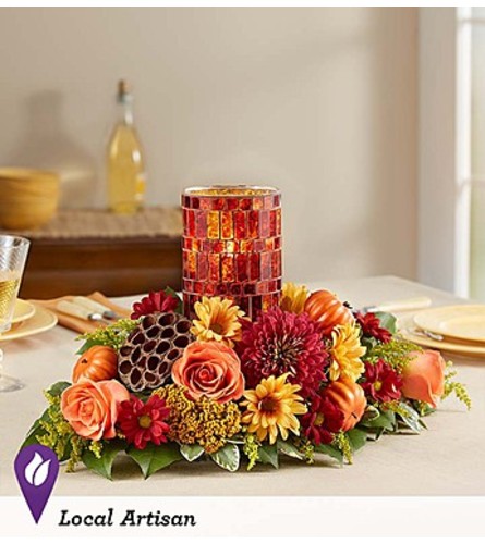 Pumpkin Harvest™ Centerpiece - Standard. An arrangement by Garden of Eden Floral.