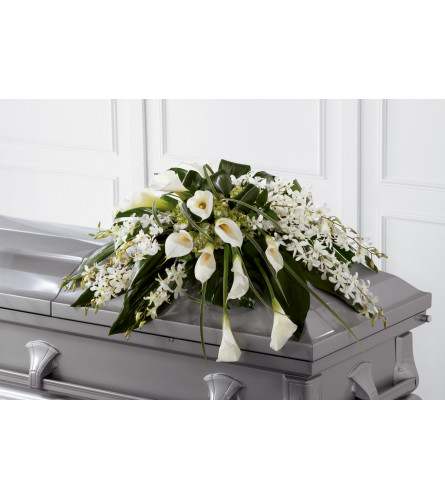 TRANQUILITY CASKET SPRAY Funeral Flowers in Athens, OH - HYACINTH BEAN  FLORIST