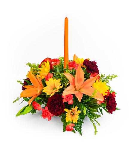 Family Traditions Centerpiece™ - Standard. An arrangement by Helene Fleuriste.