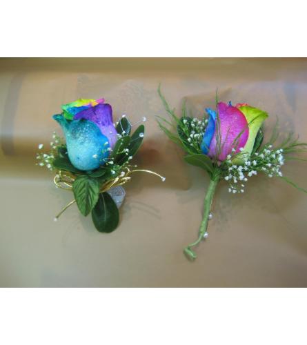 Rainbow Rose Corsage 