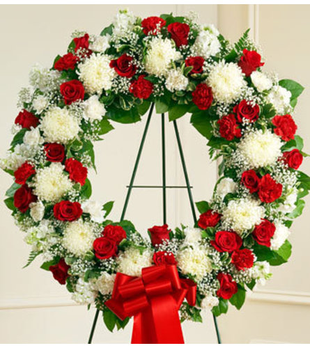 Red and White Standing Wreath