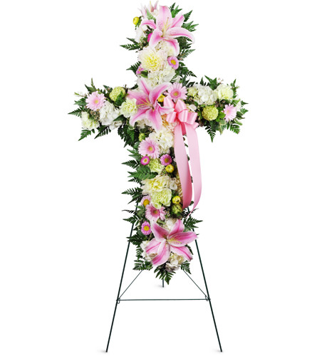 Peace and Blessings Sympathy Cross Funeral Flowers in Sunrise, FL -  FLORIST24HRS.COM