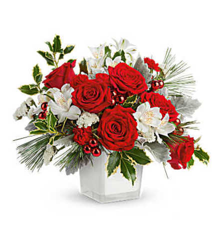 The Teleflora's Festive Elegance Bouquet - Deluxe. An arrangement by Marivel's Florist and Gifts.