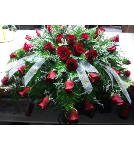 Classic Red Rose Casket Piece