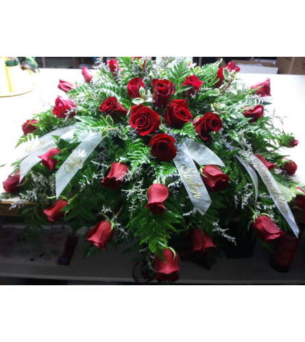 Classic Red Rose Casket Piece 