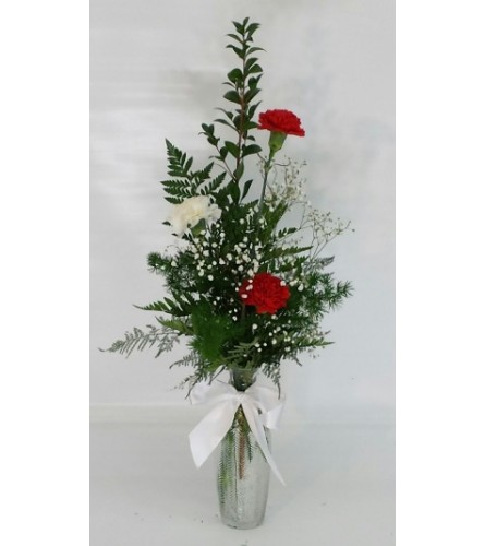 Red and White Carnation Vase