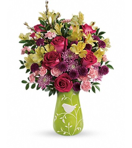 hello spring bqt. An arrangement by Fine's Flowers.