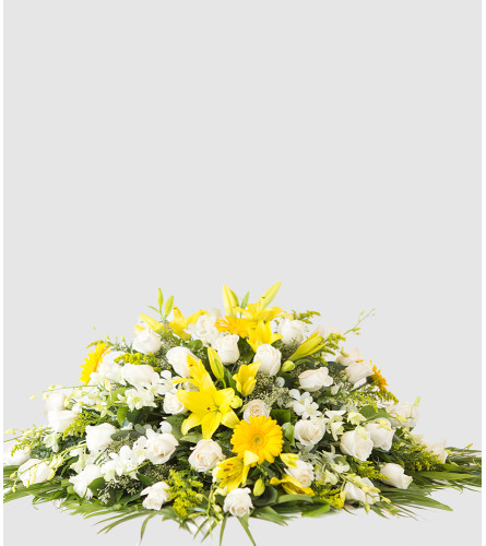 Yellow and White Casket Spray 