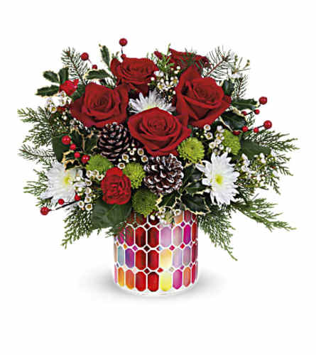 The Teleflora's Merriest Season Bouquet - Deluxe. An arrangement by Marivel's Florist and Gifts.