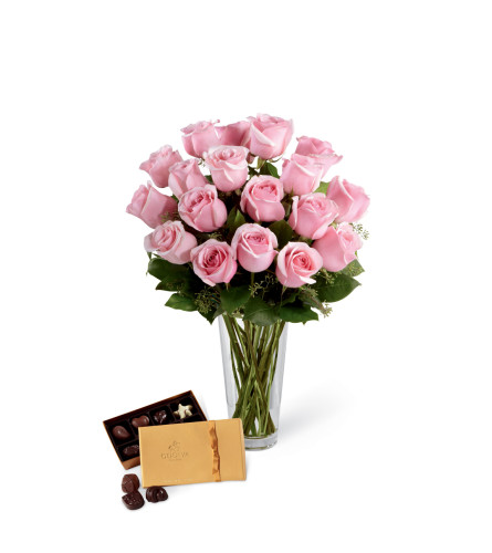 The FTD® Pink Rose & Godiva® Bouquet