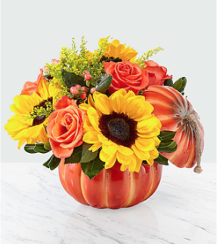 Bountiful Bouquet in a Ceramic Pumpkin