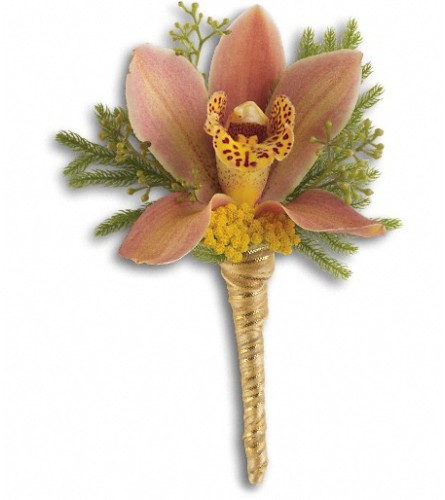 Sunset Orchid Boutonniere