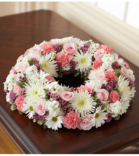 Cremation Wreath - Pink and White