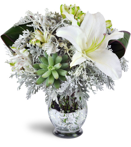 Flower Arrangements in Silver and White