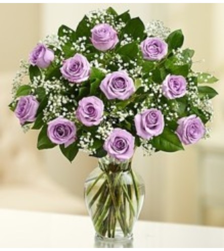 Rose Elegance - Dozen Purple Roses