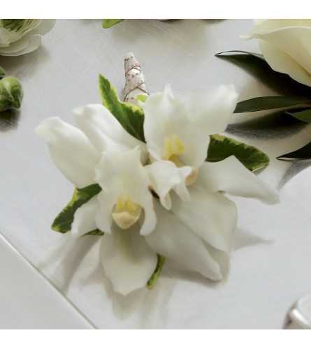 The FTD® White Cymbidium Boutonniere