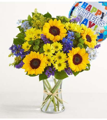 The Fields of Europe® for Dad with Happy Father's Day Balloon XL. An arrangement by Flowers of Jacksonville.
