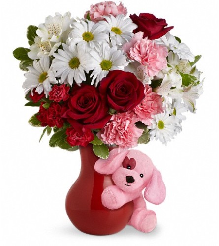 Send A Hug™ Puppy Love Bouquet with Red Roses