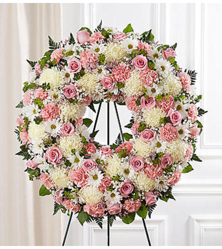 Serene Blessings Pink & White Standing Wreath