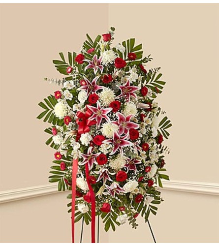 Red Rose and Lily Standing Spray