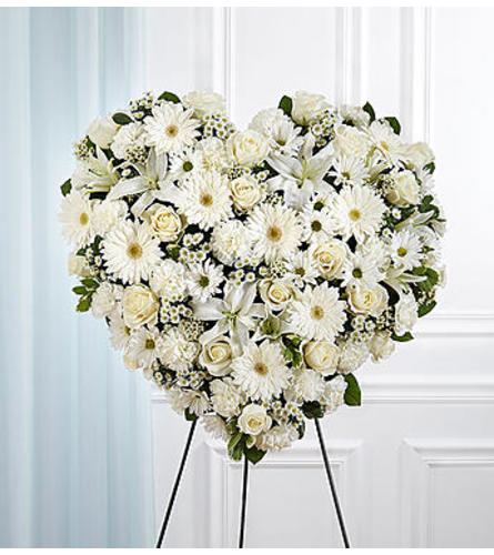 All White Mixed Flower Standing Heart Spray