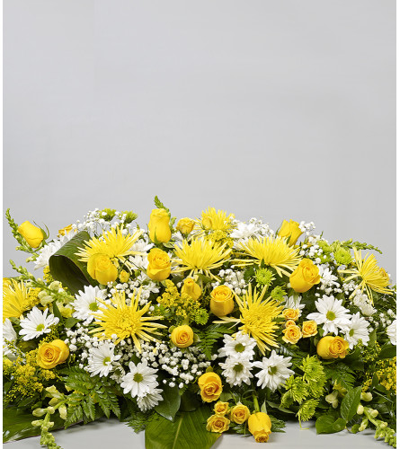 Yellow and White Casket Spray