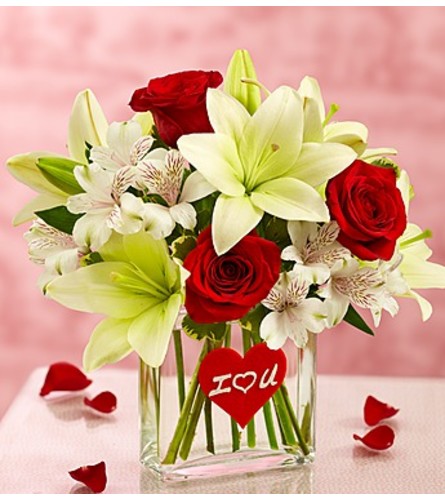 I love You Bouquet in a Rectangle Vase