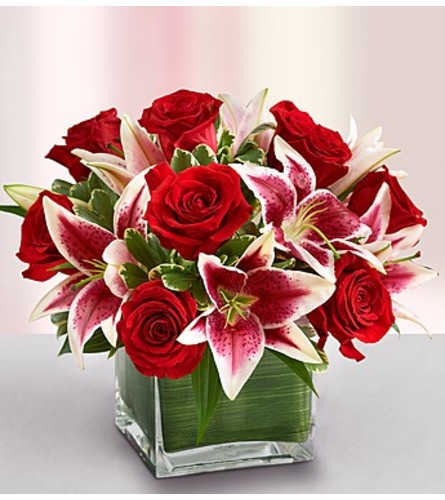 Modern Embrace™ Red Rose and Lily Cube