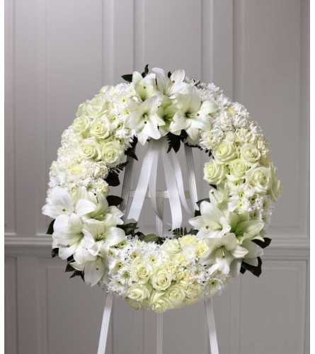 The FTD® Wreath of Remembrance™ in White - Send to Happy Valley