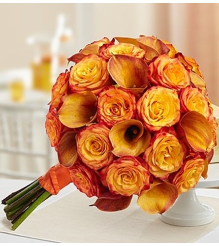 Golden Sunset Rose and Mini Calla Lily Bouque