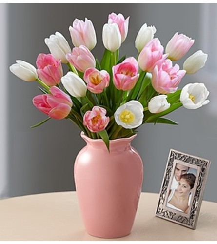 Tulips Together Bouquet™ - Pink and White