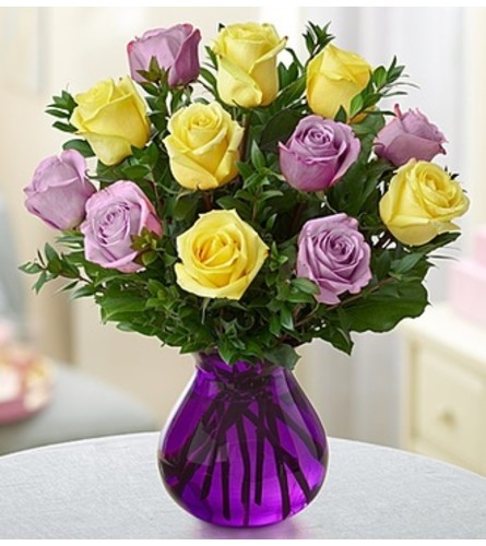 Radiant Rose Bouquet Purple And Yellow Florist Hagerstown Md