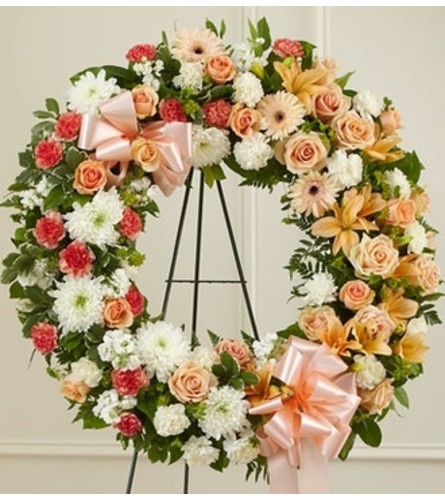 Peach, Orange and White Standing Wreath