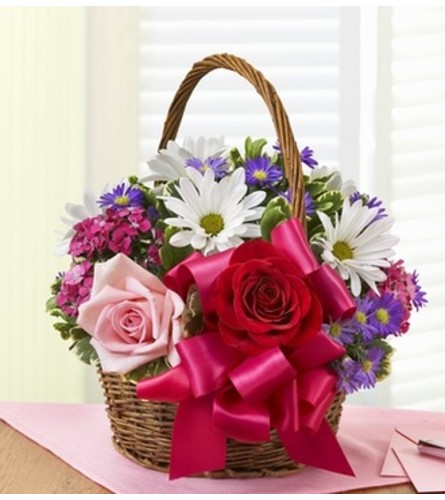 Basket of Love with Roses