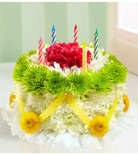 Birthday Flower Cake ® - Green and Yellow