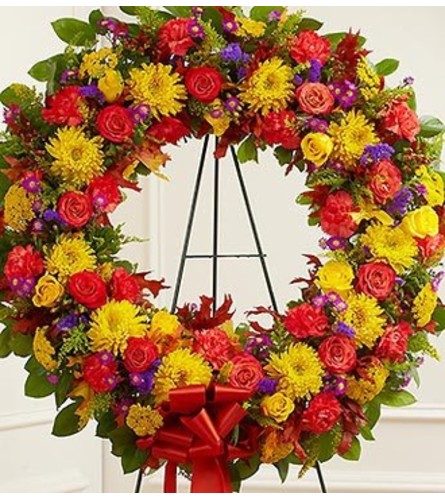 Standing Sympathy Wreath in Fall Colors