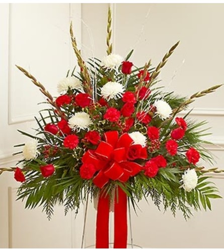 Sympathy Standing Basket in Christmas Colors