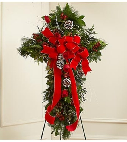 Sympathy Cross in Christmas Colors