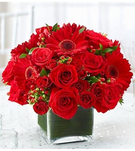 All Red Centerpiece in a Vase