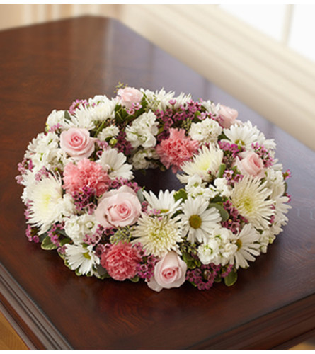 Cremation Wreath - Pink and White