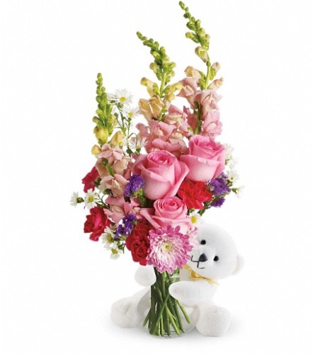 Teleflora's Bear Hug Bear with Pink Roses