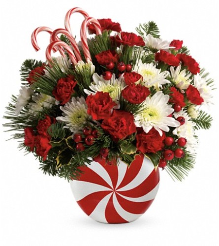 Teleflora's Candy-Striped Christmas Bouquet