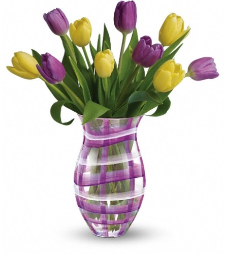 Teleflora's Lavender Plaid Tulip Bouquet