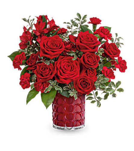 The Teleflora's Radiant Hearts Bouquet - Deluxe. An arrangement by Margaret's Florist.